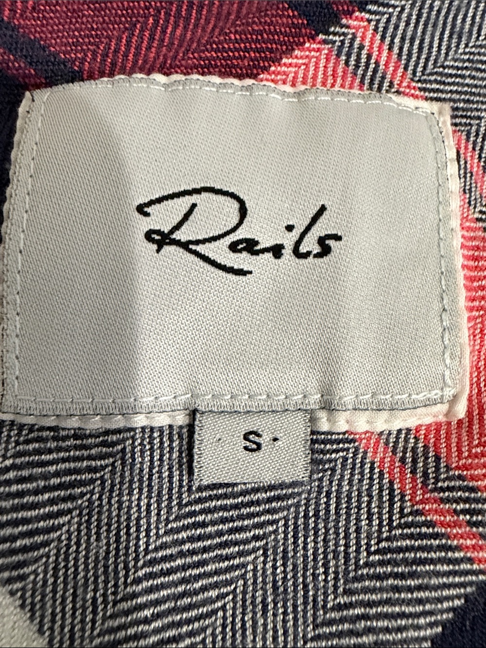 Rails Hunter Plaid Shirt Small White Indigo Blush Rayon - Picture 4 of 8